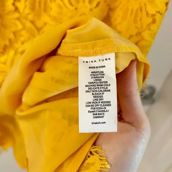 trina turk yellow lace dress Trina Turk